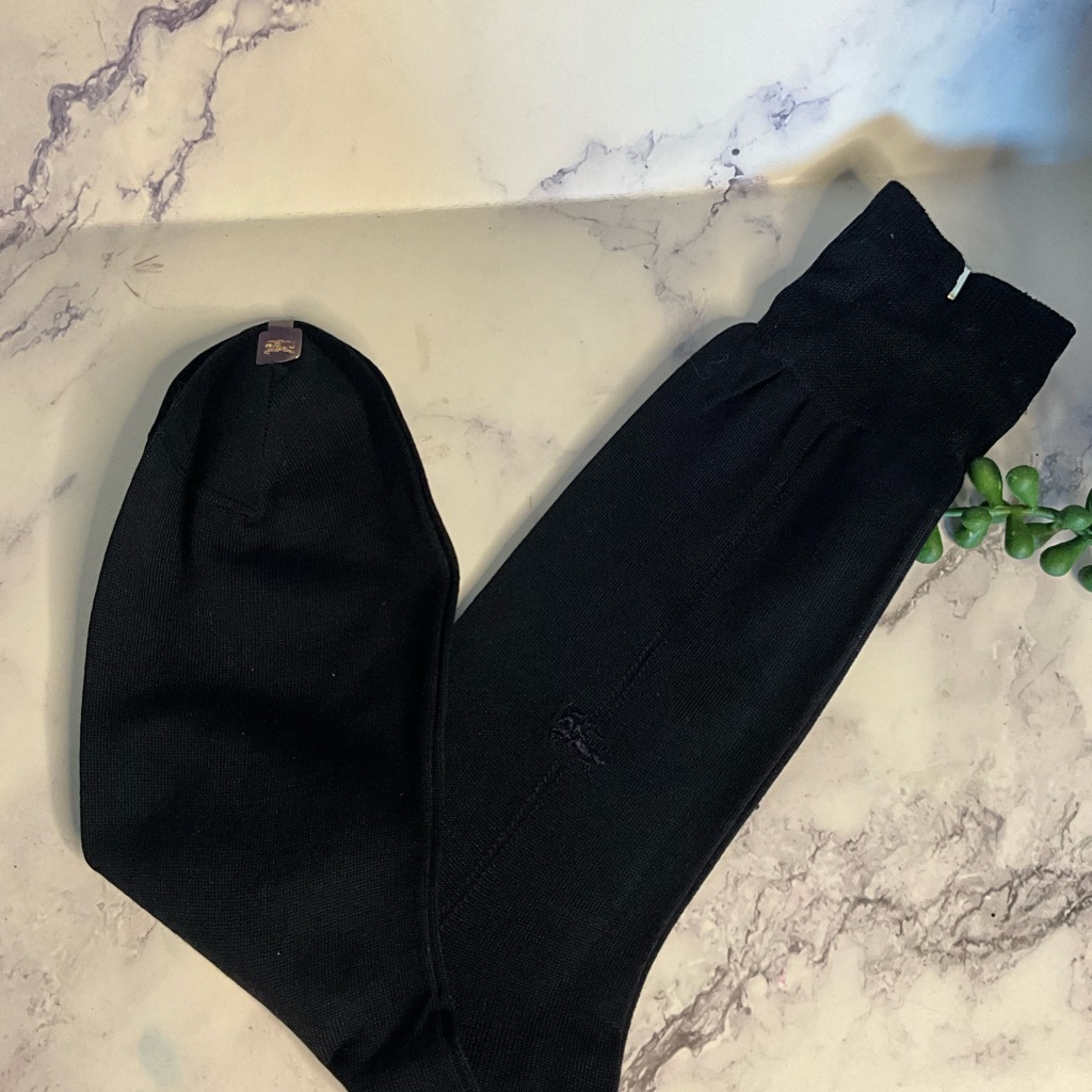 Lot Of Of 2 Authentic Burberry Black And Grey Dress Socks.